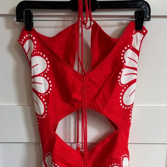 FARM Rio Red and White Floral Midi Dress - Picture 6 of 12